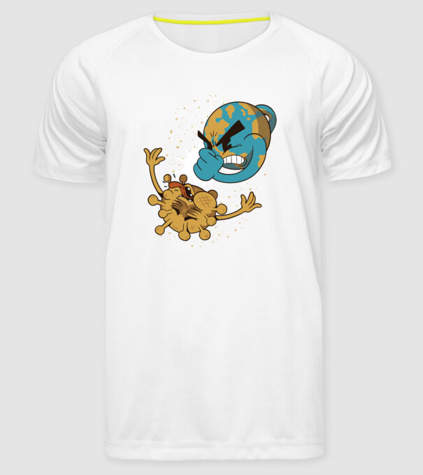 Pământ vs Coronavirus model alb pe tricou