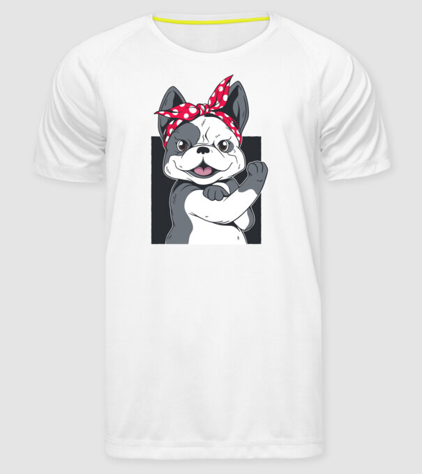 Bulldog Francez model alb pe tricou