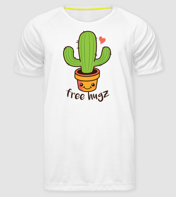 Free Hugz tricou amuzant Cactus model alb pe tricou