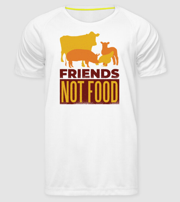 Friends not Food Vegán model alb pe tricou