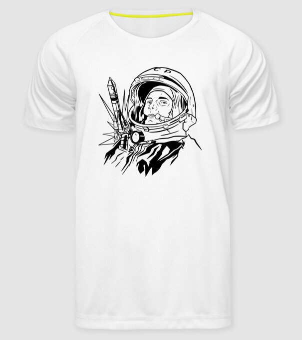 Astronautul Gagarin model alb pe tricou