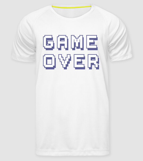 Game Over model alb pe tricou