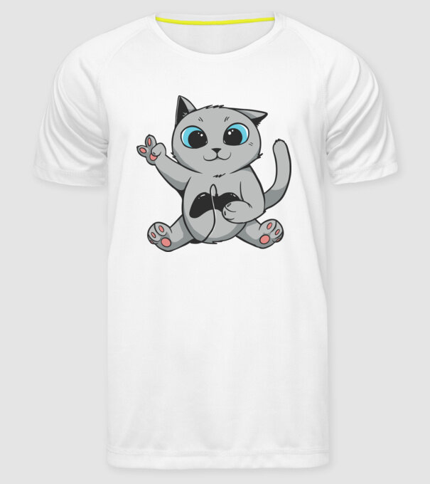 Pisică Gamer model alb pe tricou