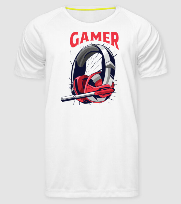 Căști Gamer model alb pe tricou