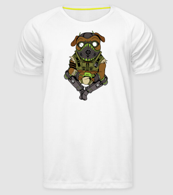 Mops Gamer model alb pe tricou