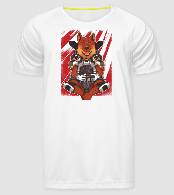 Gamer Ciobănesc german Apex model alb pe tricou
