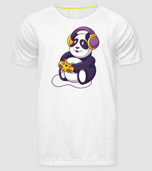 Gamer Panda model alb pe tricou