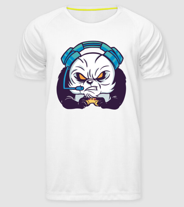 Gamer Panda model alb pe tricou