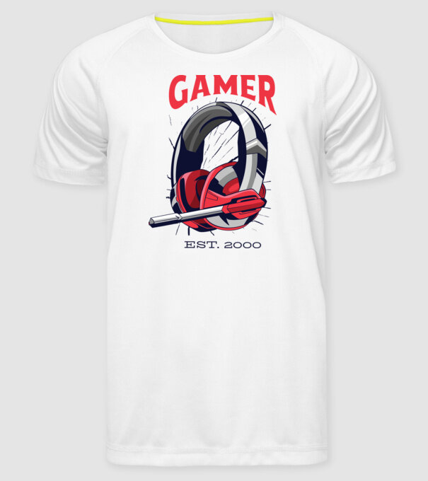Gamer est. 2000 model alb pe tricou