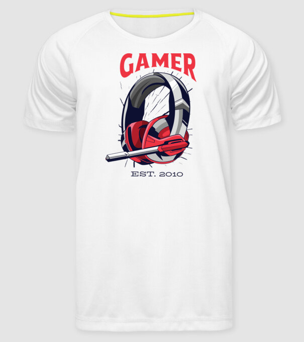 Gamer est. 2010 model alb pe tricou