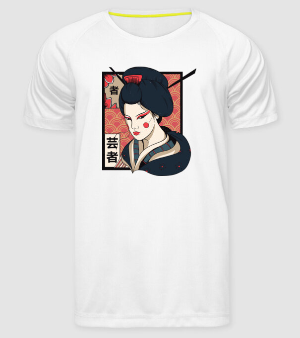 Geisha Japonia model alb pe tricou