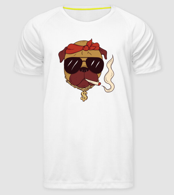 Rapper Gangster Mops model alb pe tricou