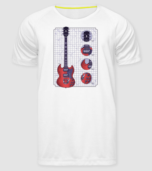 Gibson Chitară desen model alb pe tricou