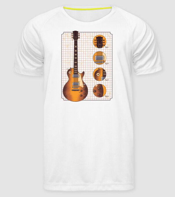 Gibson Chitară desen gold model alb pe tricou
