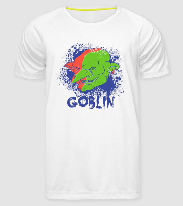 Goblin model alb pe tricou