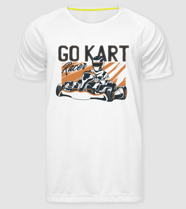 Concurent Go-kart model alb pe tricou