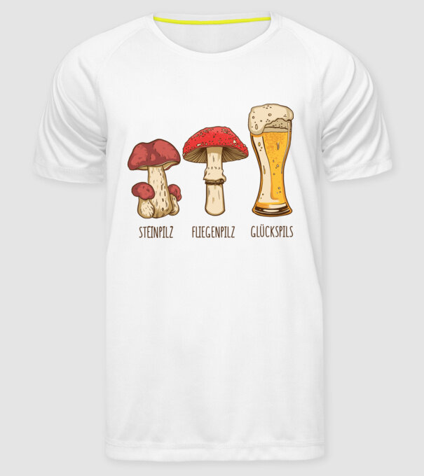Soiuri de ciuperci model alb pe tricou