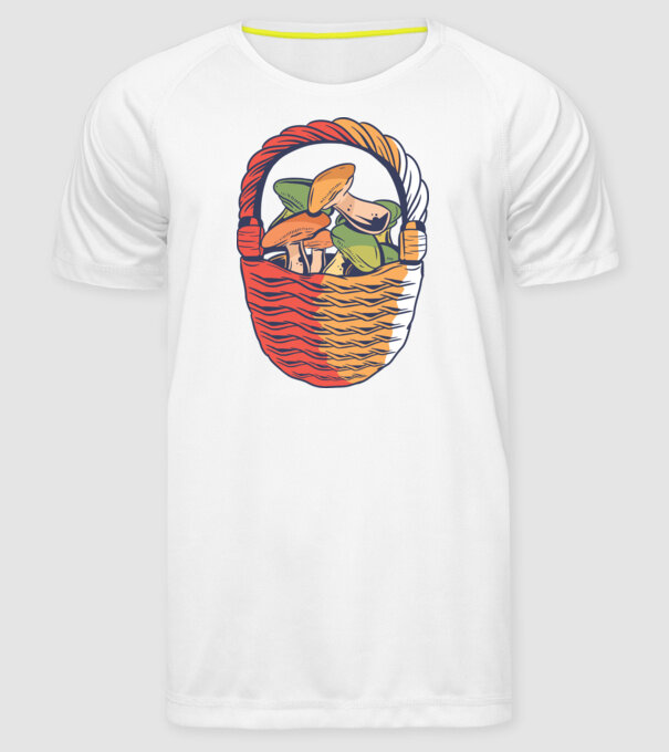 Ciuperci model alb pe tricou