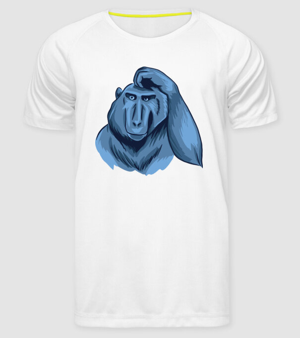 Maimuța gânditoare model alb pe tricou