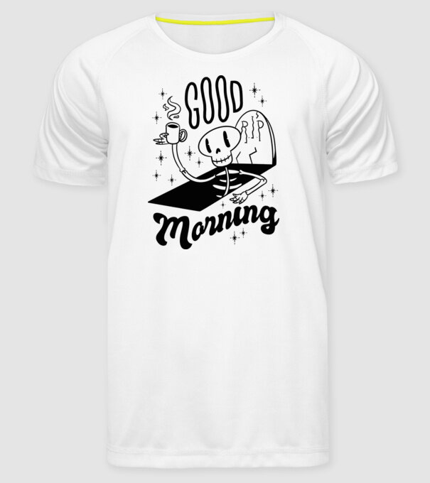 Good Morning Coffee model alb pe tricou