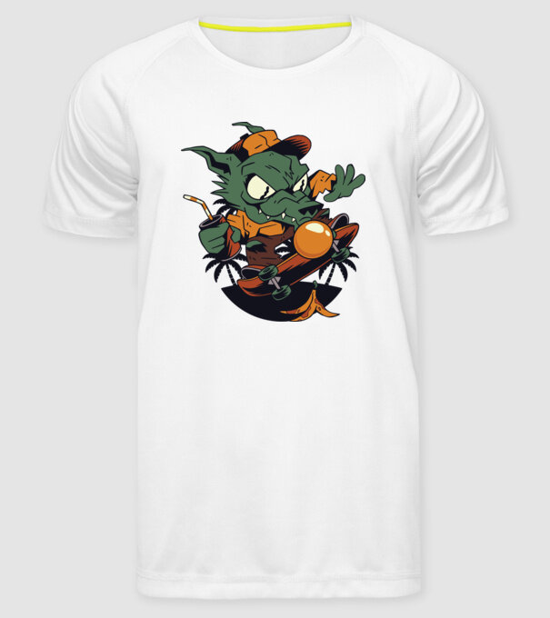 Vârcolac Skateboarder model alb pe tricou