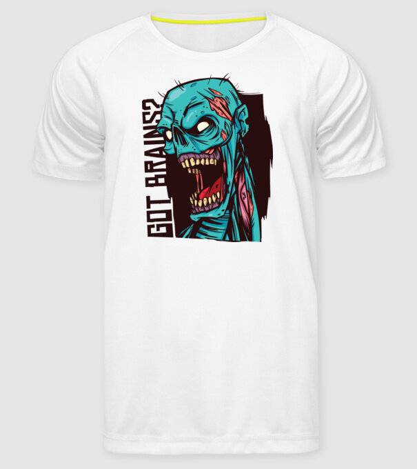 Got Brains? Cap Zombie model alb pe tricou