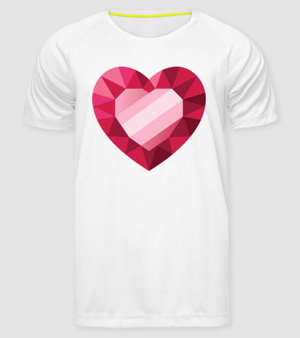 Inimă diamant model alb pe tricou