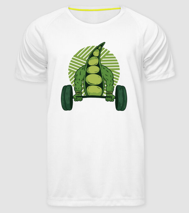 Mazăre musculoasă model alb pe tricou