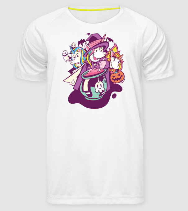 Unicorni Halloween model alb pe tricou
