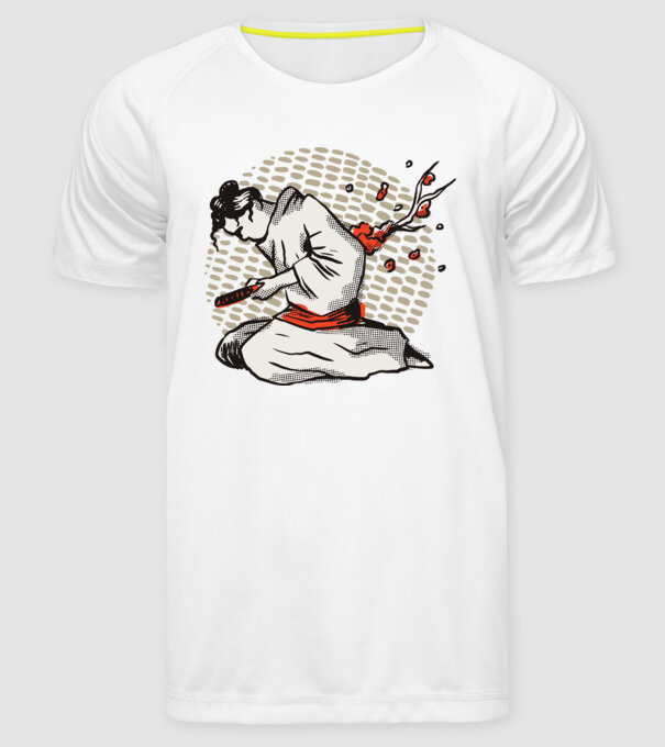 Samurai Harakiri model alb pe tricou