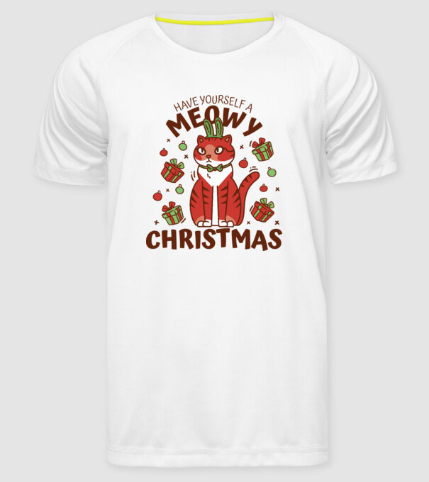 Have yourself a Meowy Christmas - Cicás Karácsony model alb pe tricou
