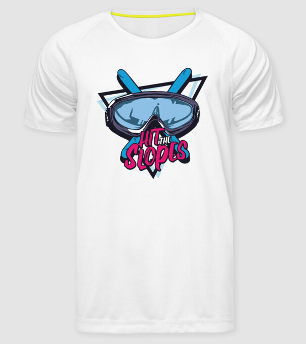 Hit the Slopes - tricou schi model alb pe tricou
