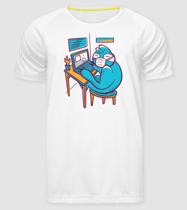 Leneș Home Office model alb pe tricou