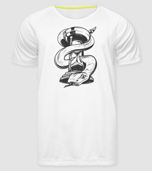 Șarpe clepsidră model alb pe tricou