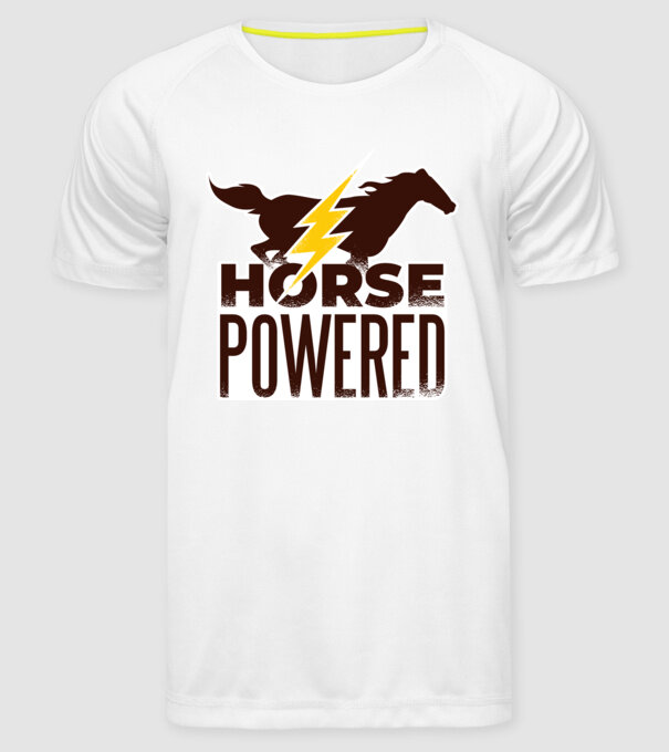 Horse Powered Cal-putere tricou călăreț model alb pe tricou