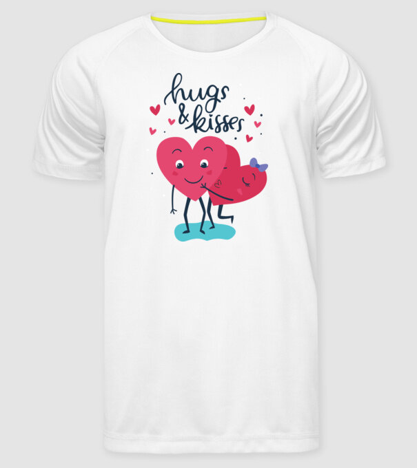 'Hugs and Kisses Tricou drăguț pentru Valentine''s Day' model alb pe tricou