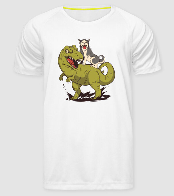Dinozaur Husky model alb pe tricou
