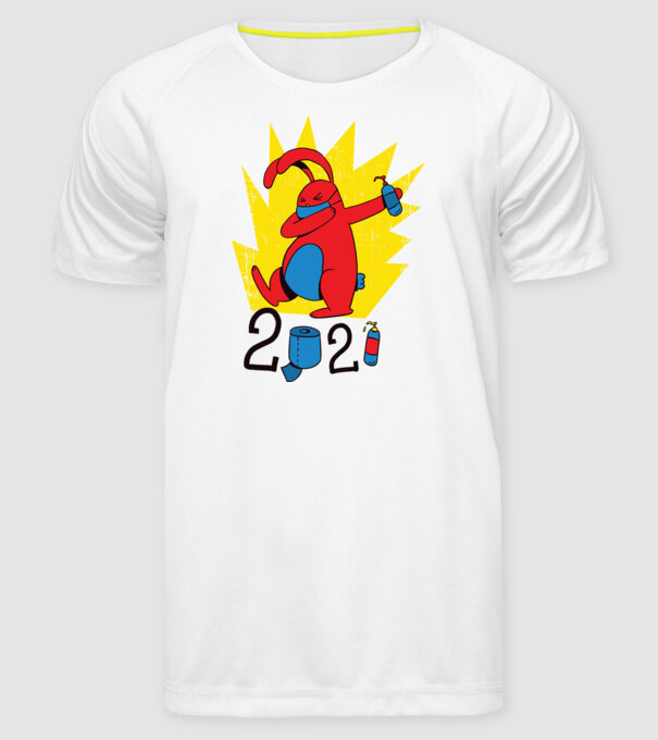 Paște 2021 - Iepuraș cu mască model alb pe tricou