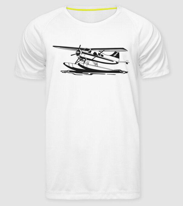Hydroplane avion model alb pe tricou