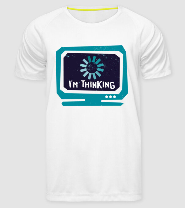 'I''m thinking Mă gândesc' model alb pe tricou