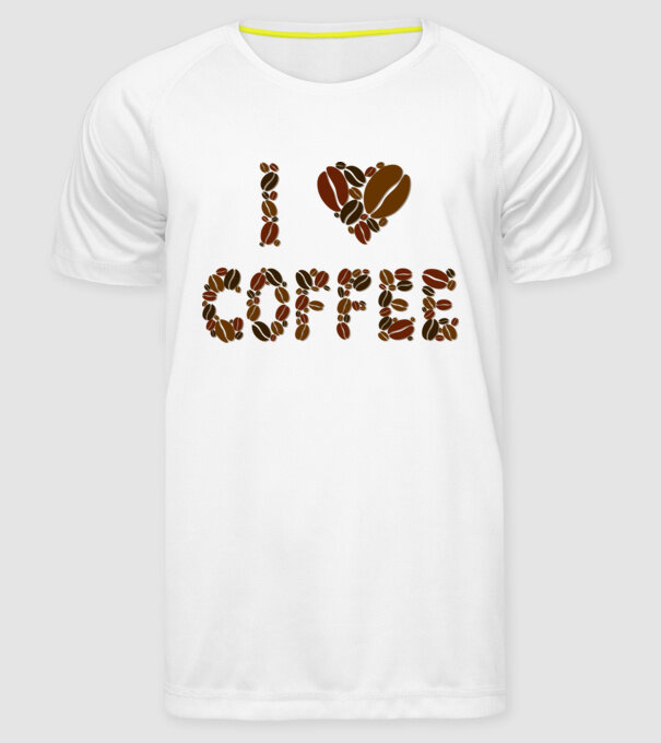 I Love Coffee model alb pe tricou