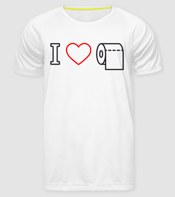 I love hârtie igienică model alb pe tricou