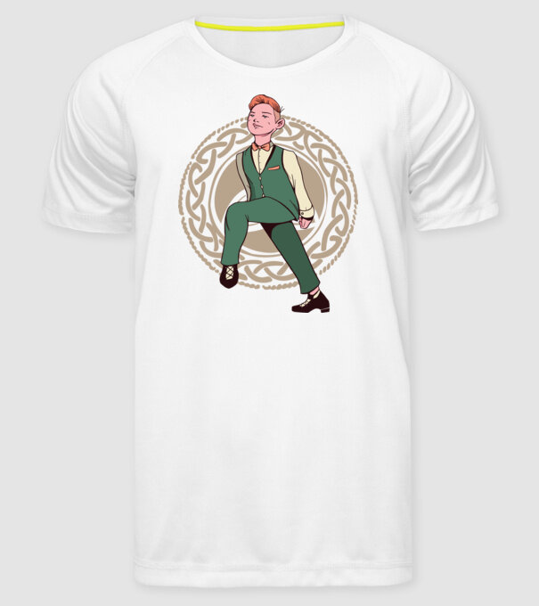 Bărbat Dansator irlandez model alb pe tricou