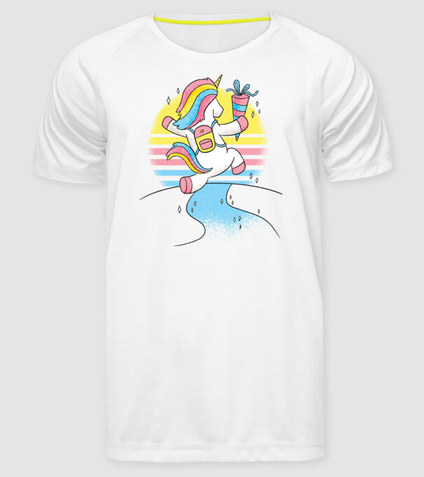 Unicorn școlar model alb pe tricou