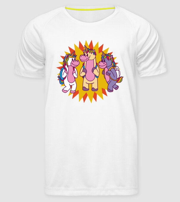 Unicorni școlari model alb pe tricou