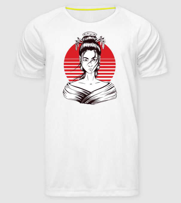 Geisha japoneză model alb pe tricou