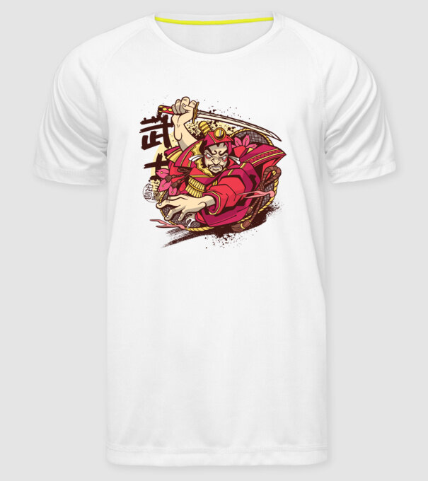 Războinic japonez model alb pe tricou