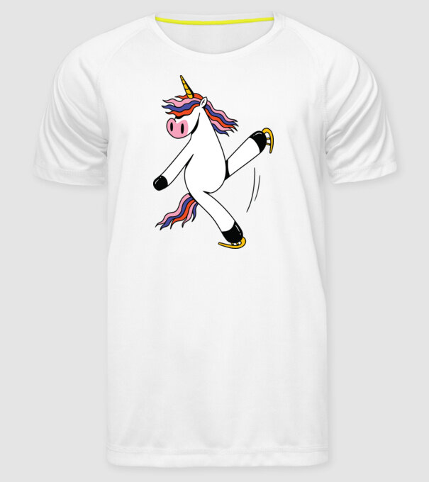 Unicorn cu Patine model alb pe tricou