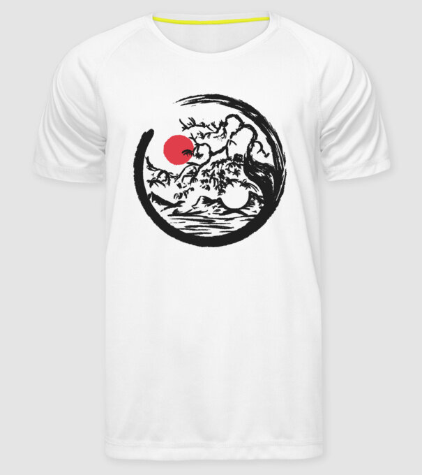 Yin-Yang Bonsai model alb pe tricou