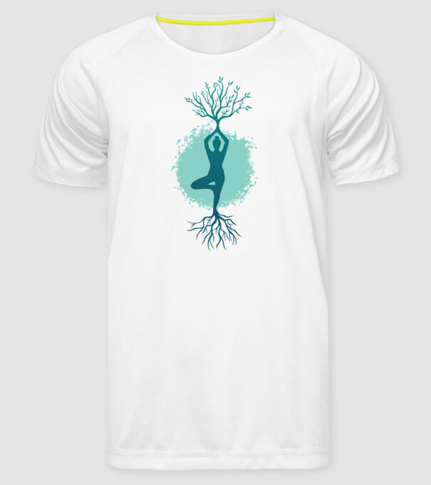 Yoga Natură model alb pe tricou